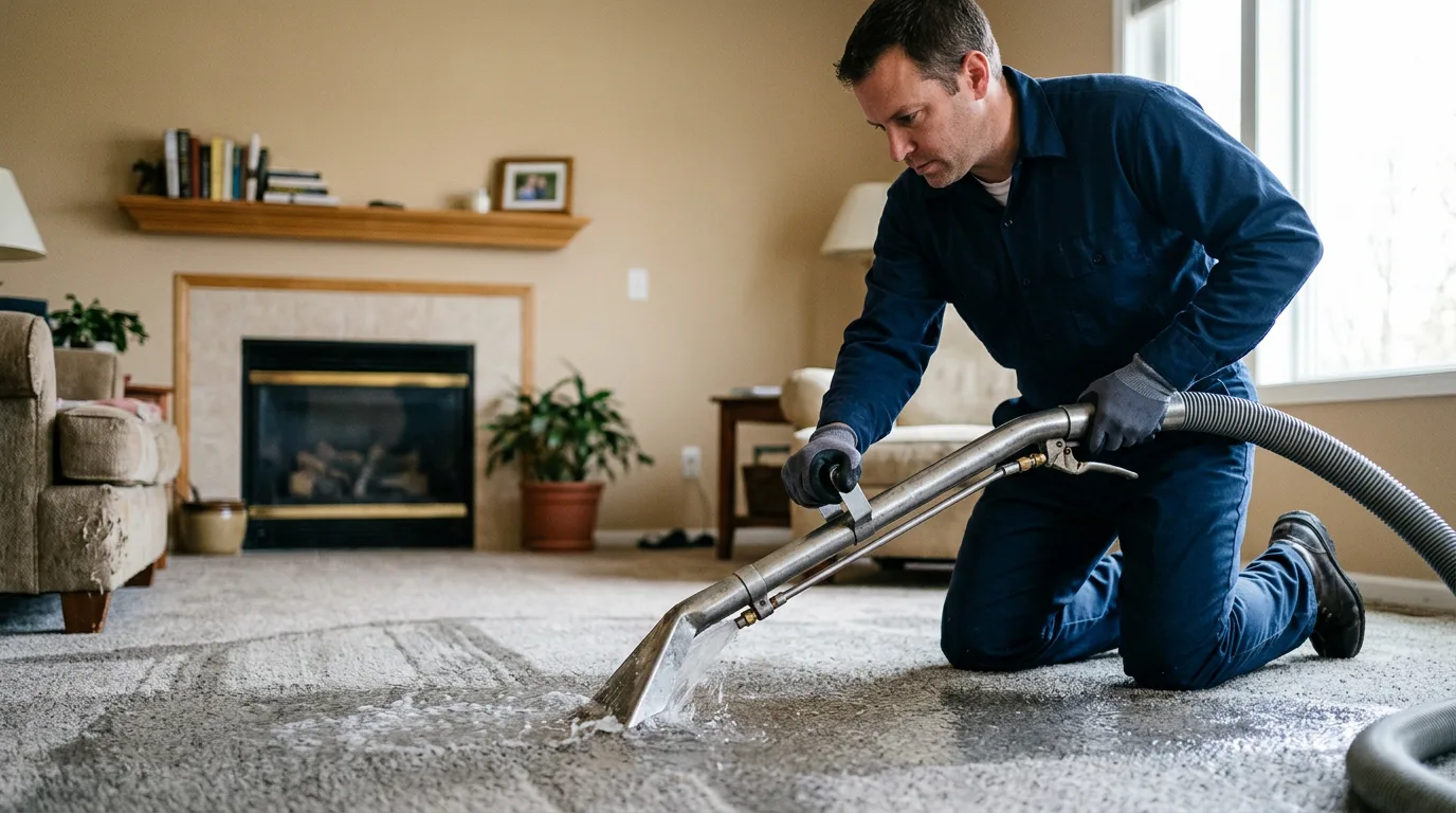 Water damage restoration technician working near Knobel, AR